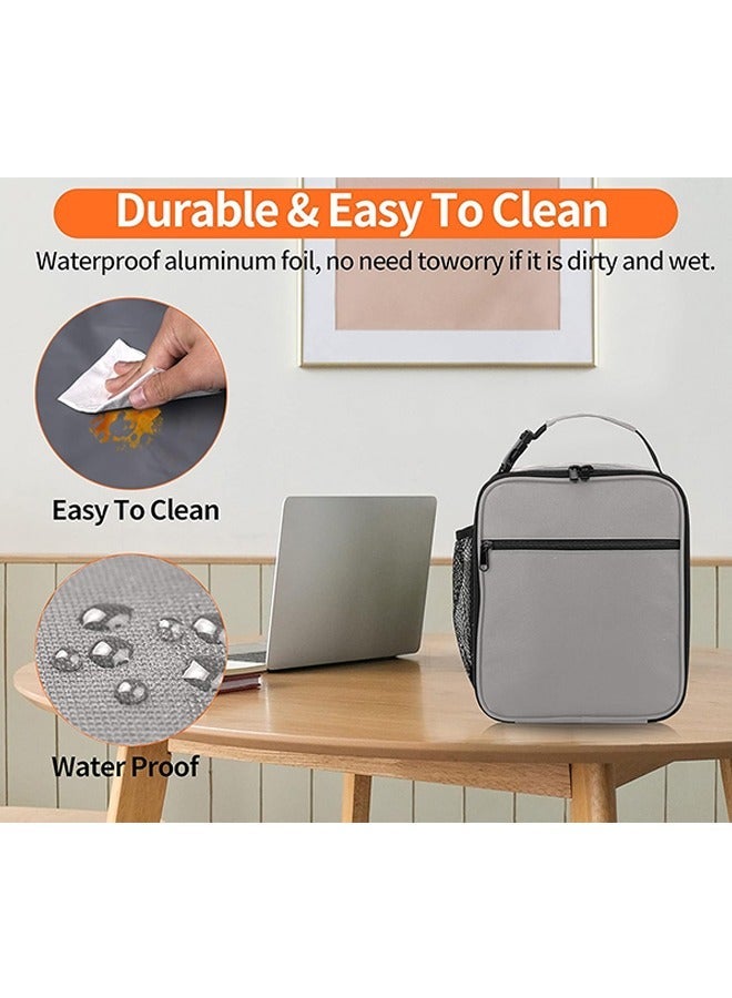 Lunch Bag for Men/Women, Reusable Lunchbox for Adult, Small Insulated Lunch box, Lunch Tote Bag for Office, Work, Picnic - Grey - Image 5