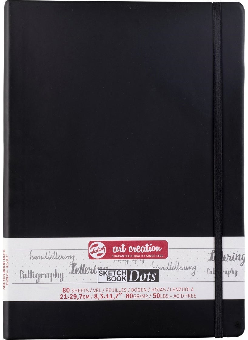 Talens Sketchbook Dots Dotted Sketch Drawing Book 80 Gr. 21X30 cm. 80 Pages Black  - Image 1