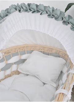FUN MOMENT Bamboo Moses Basket with Wooden Rocking Base  - Image 3