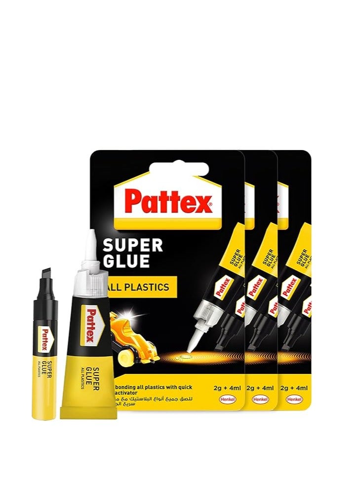 Pattex Super Glue is a superior adhesive for all types of plastic with a fast-drying activator - instant and permanent bonding power. Includes an activator to speed up the bonding process and increase strength. Easy and precise application thanks to the thin nozzle. Provides a strong, clear, and invisible bond. Ideal for toys, household items, and automotive plastic parts. - Image 2