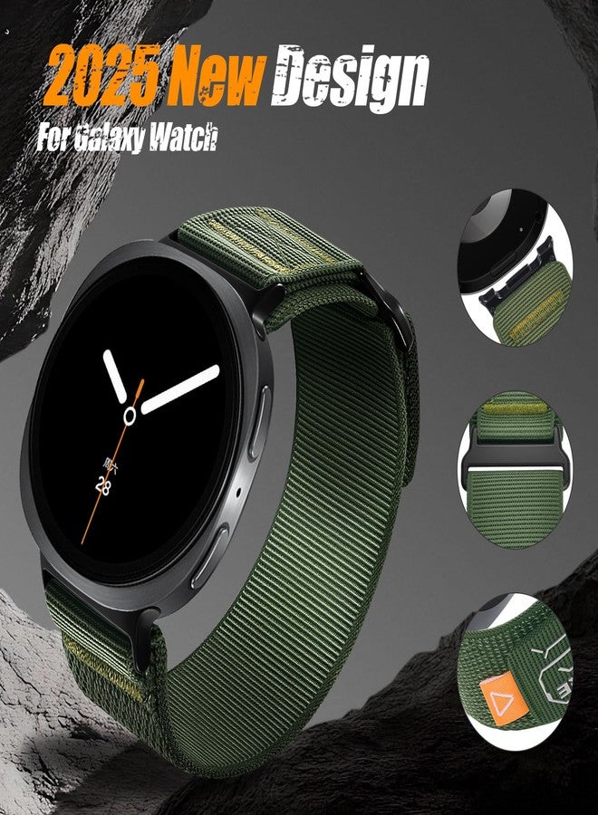 PanPinnacle Sport Loop Nylon Band For Galaxy Watch 8 Classic 46mm/Galaxy Watch 8 40mm 44mm,Comfortable and Breathable Stretchy Woven Adjustable Replacement Strap For Men Samsung Galaxy Watch 8 Band,Green - Image 2