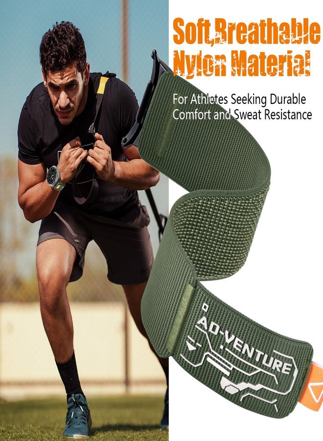 PanPinnacle Sport Loop Nylon Band For Galaxy Watch 8 Classic 46mm/Galaxy Watch 8 40mm 44mm,Comfortable and Breathable Stretchy Woven Adjustable Replacement Strap For Men Samsung Galaxy Watch 8 Band,Green - Image 4