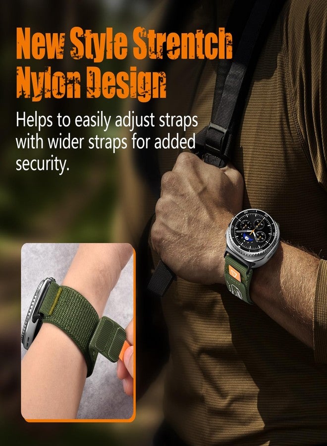 PanPinnacle Sport Loop Nylon Band For Galaxy Watch 8 Classic 46mm/Galaxy Watch 8 40mm 44mm,Comfortable and Breathable Stretchy Woven Adjustable Replacement Strap For Men Samsung Galaxy Watch 8 Band,Green - Image 5