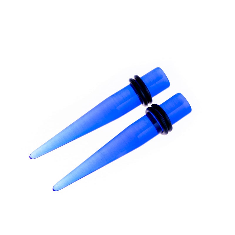 Memsion Ear Stretching Kit 50 Pieces Earrings 14Gauges-00Gauges Earrings Acrylic Tapers Plugs Silicone Tunnels Ear Gauges Expander Set Body Piercing Jewelry Blue Transparent Color - Image 4