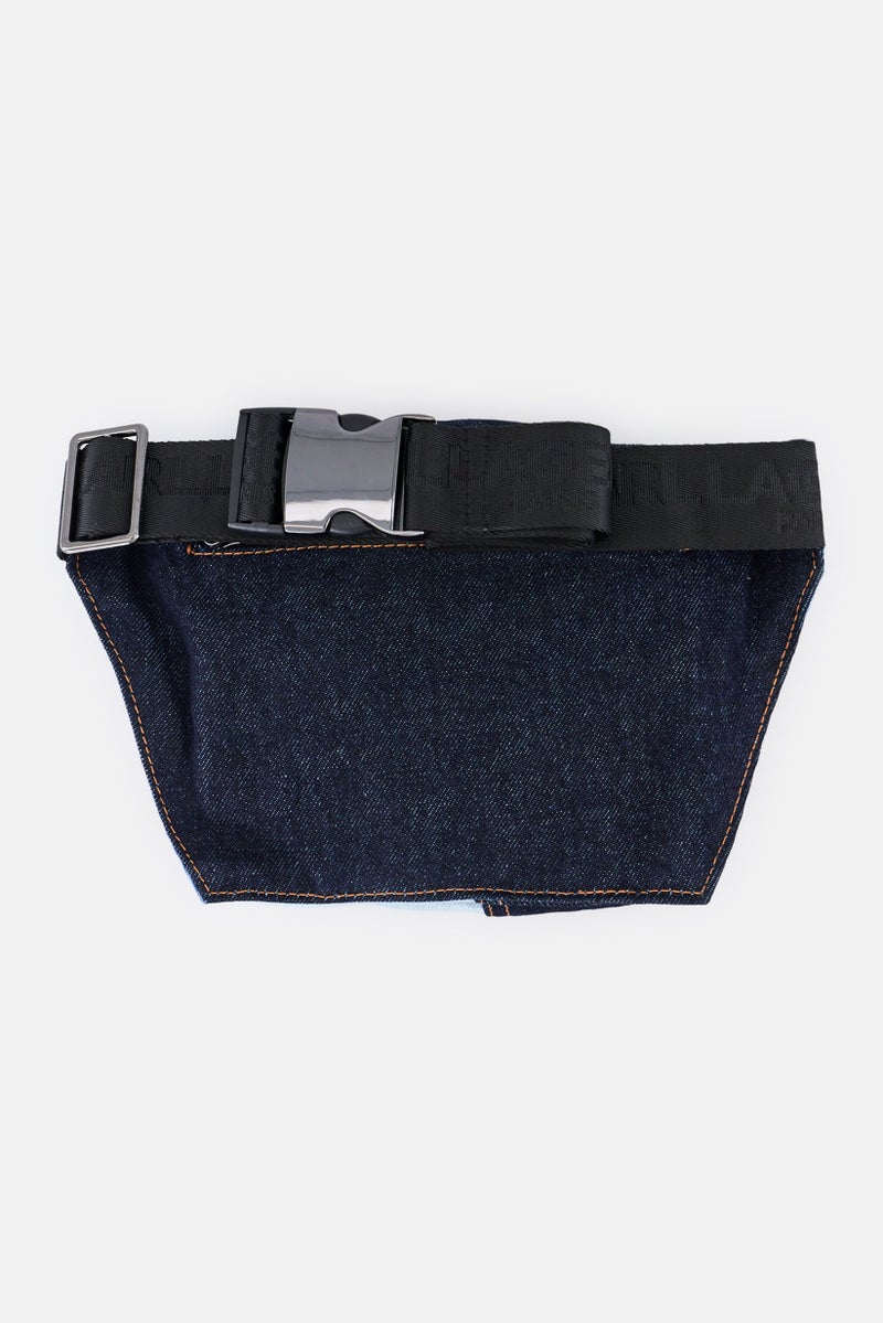 Karl Lagerfeld Men Brand Logo Denim Fanny Bag, Navy - Image 3