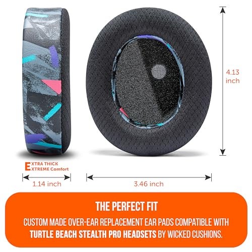 WC Freeze Stealth Pro - Cooling Gel Earpads for Turtle Beach Stealth Pro by Wicked Cushions - Boost Comfort, Durability, Thickness & Sound Isolation for Superior Gaming Sessions | 90's Black - Image 5