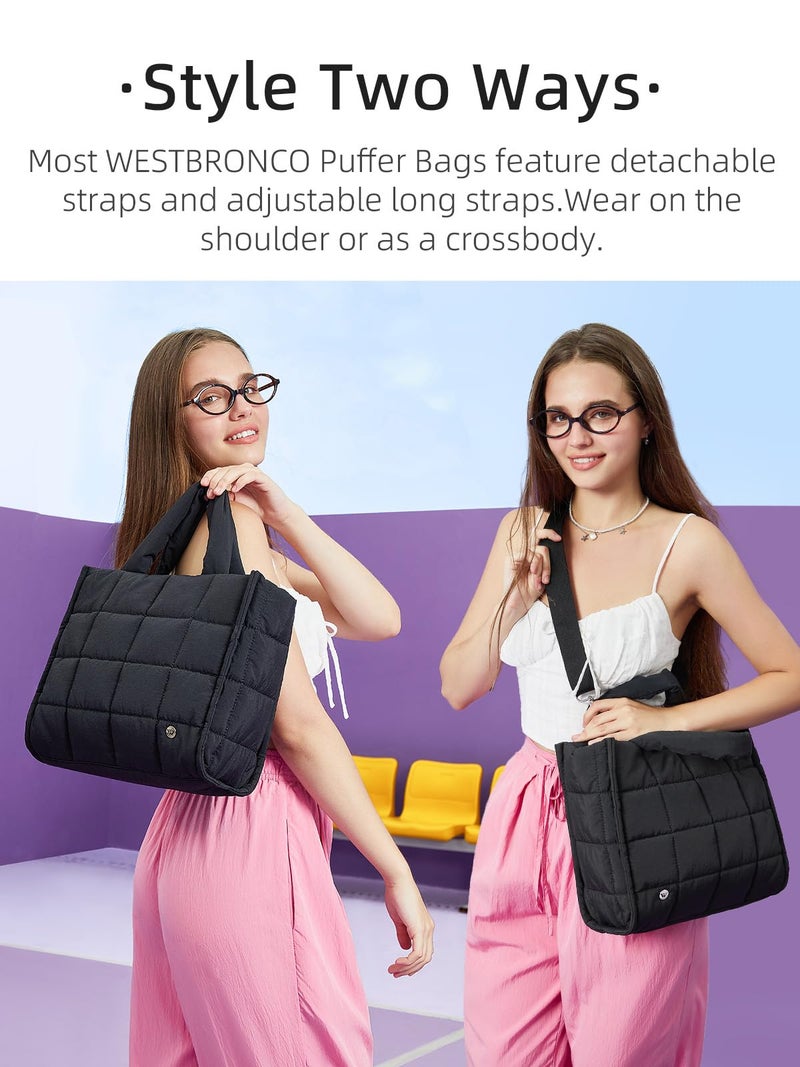 WESTBRONCO Puffer Crossbody Bags for Women, Quilted Purses, Lightweight Shoulder Bag Puffy Bag Nylon Handbags for Travel - Image 2