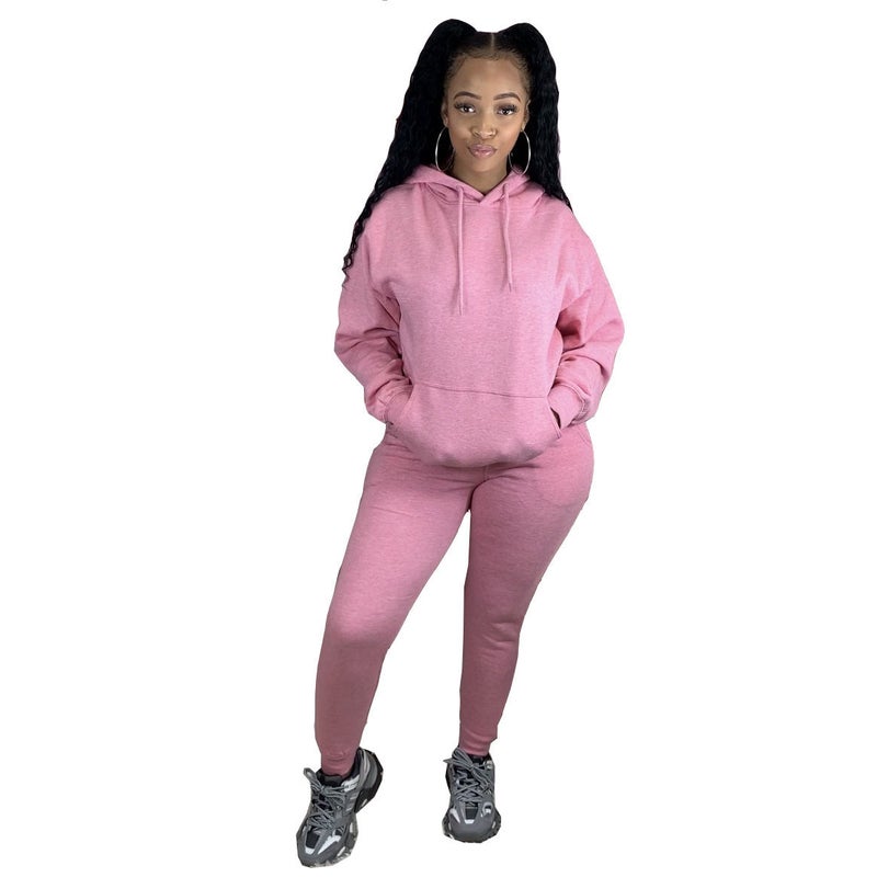 9630# Womens Casual Sweater  Pants Set Pink