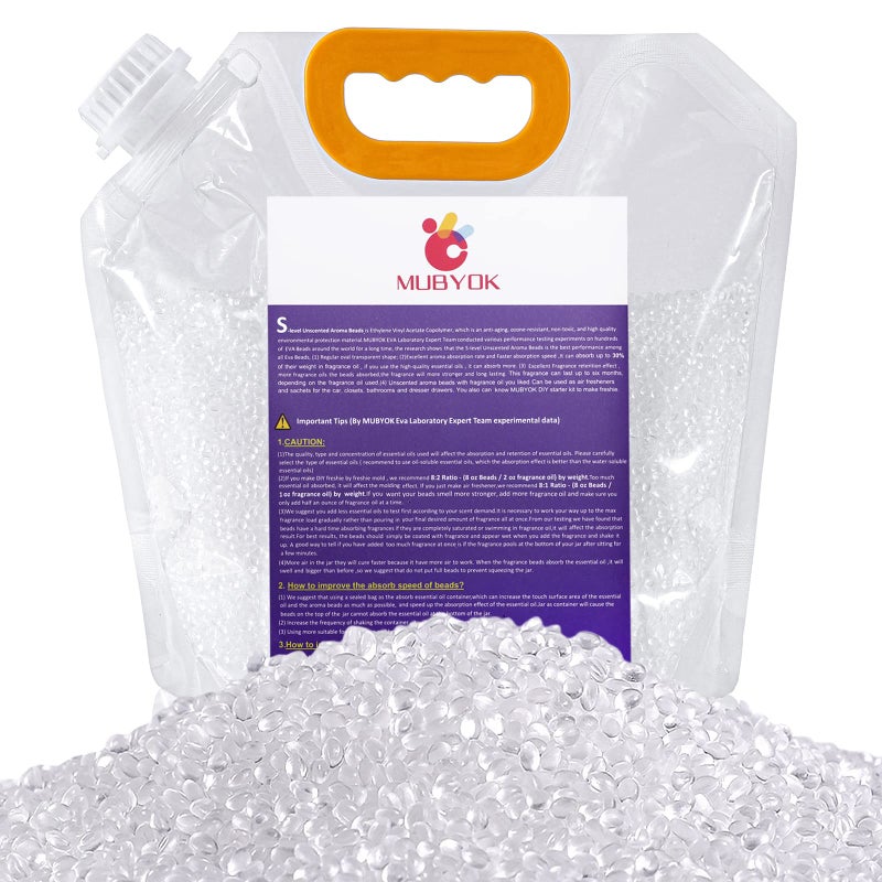 MUBYOK 3lb Premium Unscented Aroma Beads for DIY Car Freshies Bulk SuppliesFragranceFree EVA Beads for Adding Your Own Scent
