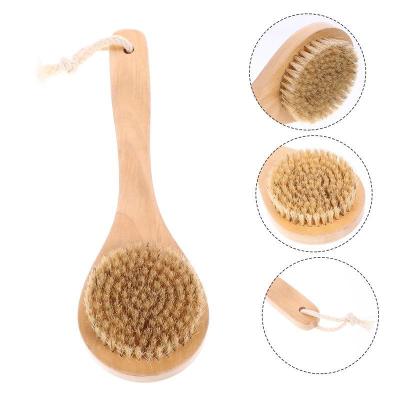 Light Brown Boar Bristle Bath Brushes 2 Pack Exfoliating Massage Body Scrubber - Image 5