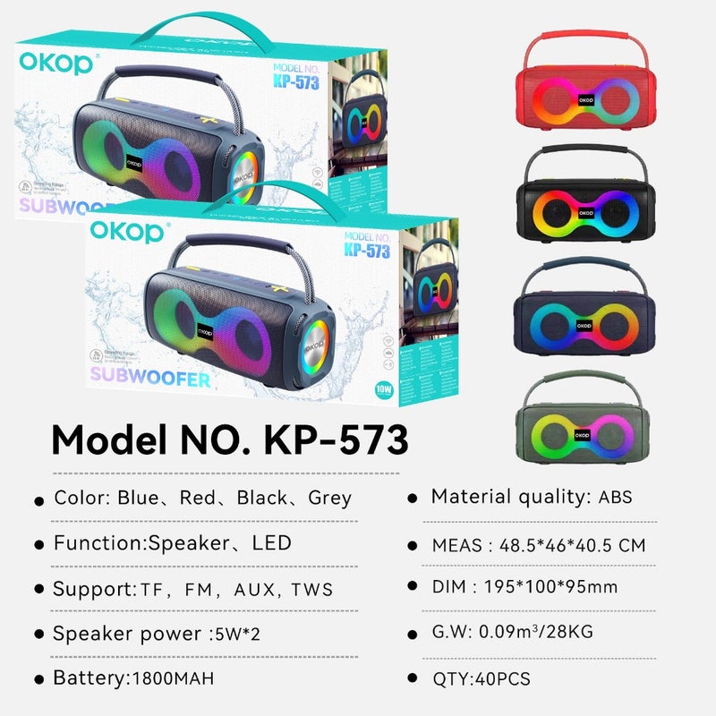 573 Bluetooth audio outdoor mobile portable colorful atmosphere light cross-border hit high-power subwoofer - Image 2