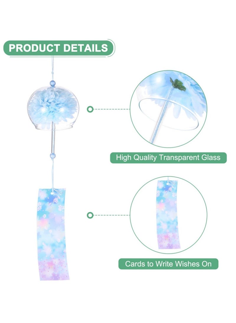 بي إس أجراس الرياح اليابانية، أجراس الرياح الزجاجية الملونة مع ملصق جرس يدوي الصنع لديكور الفناء الخارجي للحديقة المنزلية (زهرة) - Image 4