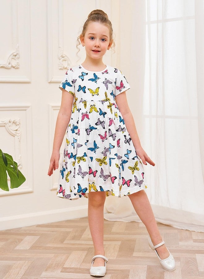 Bumeex Baby Toddler Girls' Dresses Spring Easter Cotton Swing Tiered Casual Twirly Playwear Sundress Clothes Clothing Outfits with Pockets Butterfly 2t - Image 2