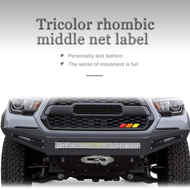 Sodcay 1 PC Tri-Color Grille Badge Emblem Decoration Accessories Compatible with Tacoma 4Runner Tundra Sequoia Rav4 Highlander, Grille Insert Trims (Yellow & Orange & Red) - Image 3