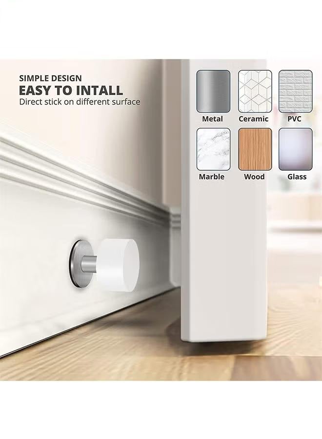 قطعتان من سدادات الأبواب، سدادات أبواب ذاتية اللصق مع مصد مطاطي أسود وجسم من الفولاذ المقاوم للصدأ، واقي جداري لمقبض الباب عالي التحمل ومخفف للصوت للاستخدام في المنزل والمكتب، أبيض - Image 4