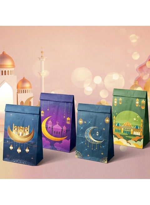 اكياس رمضان ورقيه لتوزيعات الهدايا والحلويات 12 كيس باشكال متنوعة مستوحاة من نقوشات و تصاميم رمضانية