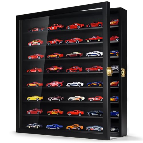 TJMOREE TJMOREE Model Car Display Case 164 Scale Diecast WallMounted for Mini Toys and Small Wheels Black