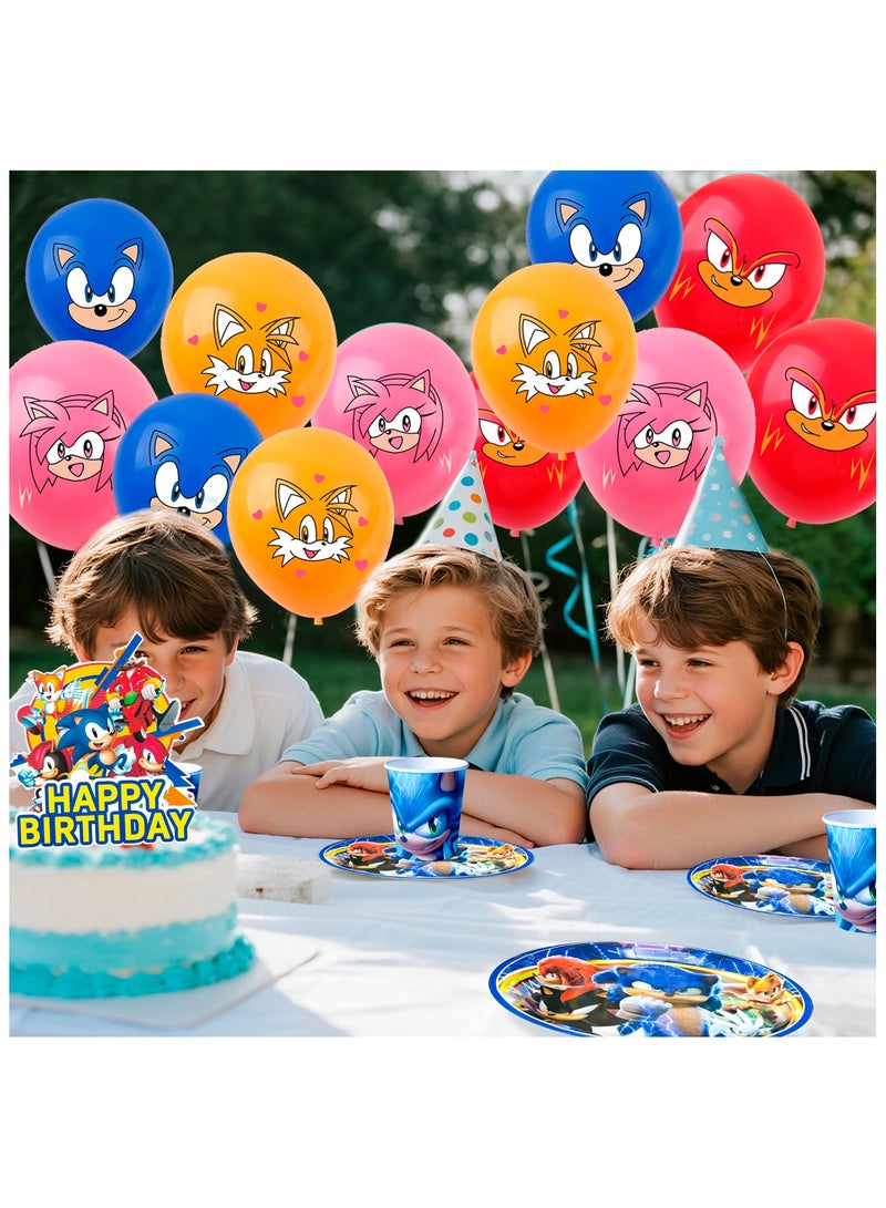 ILovhaprty Sonic Birthday Decorations for 10 Guests, Sonic Party Decorations & Sonic Party Tableware Set - Sonic Decorations Banners Balloons Backdrop Napkins Tablecloth and Other Sonic Birthday Party Supplies for Kids - Image 5