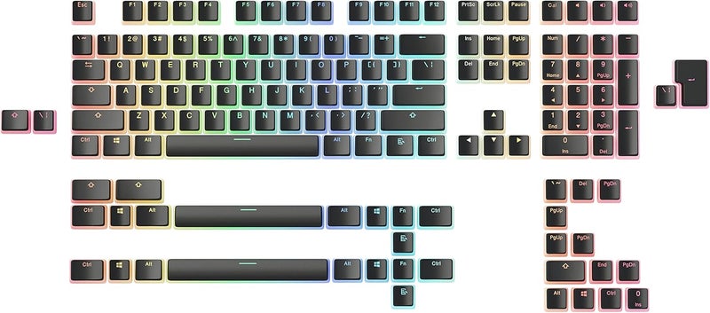 Glorious أورا V2 (أسود) - مفاتيح PBT بودينغ للوحات المفاتيح الميكانيكية - متوافقة مع ANSI (الولايات المتحدة) و ISO - تدعم الأحجام الكاملة، TKL، 75%، 60% - Image 1