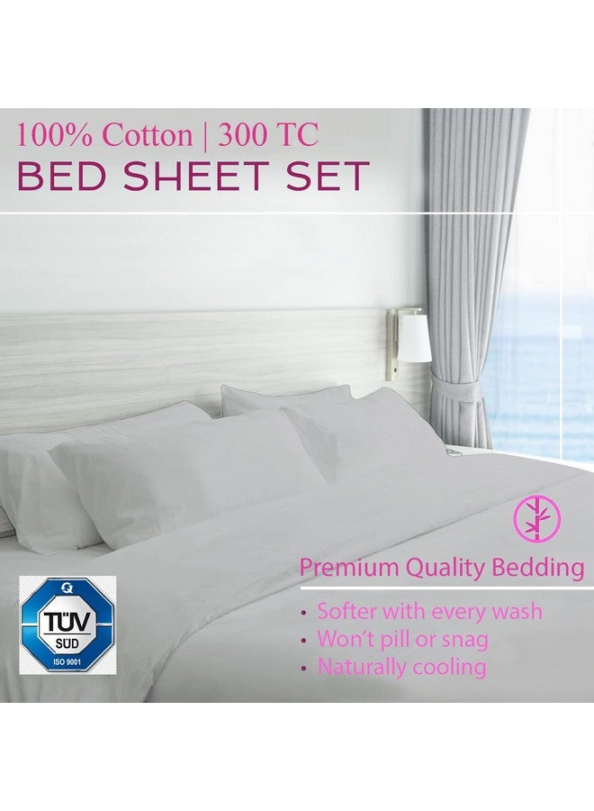 Trance Home Linen Trance Home Linen Premium 300 Tc Pure 100% Cotton Solid Fitted Bedsheet With 2 Pillow Covers(78 X 78 Inch,Silver Grey|All Side Elastic),Full  - Image 3