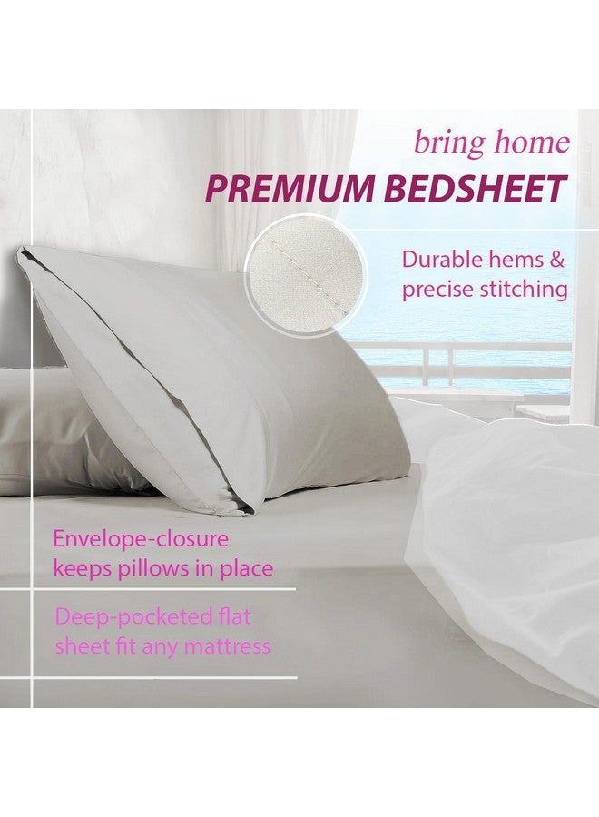 Trance Home Linen Trance Home Linen Premium 300 Tc Pure 100% Cotton Solid Fitted Bedsheet With 2 Pillow Covers(78 X 78 Inch,Silver Grey|All Side Elastic),Full  - Image 5