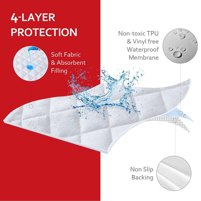 Moonsea Diaper Changing Pad Liner Non-Slip  Waterproof Terry Mat  Quilted Absorbent Bassinet Liners Washable  3 Pack 13""X 26"" Reusable Portable Changing Table Pad Rectangle White - Image 5