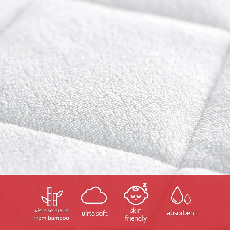 Moonsea Diaper Changing Pad Liner Non-Slip  Waterproof Terry Mat  Quilted Absorbent Bassinet Liners Washable  3 Pack 13""X 26"" Reusable Portable Changing Table Pad Rectangle White - Image 4