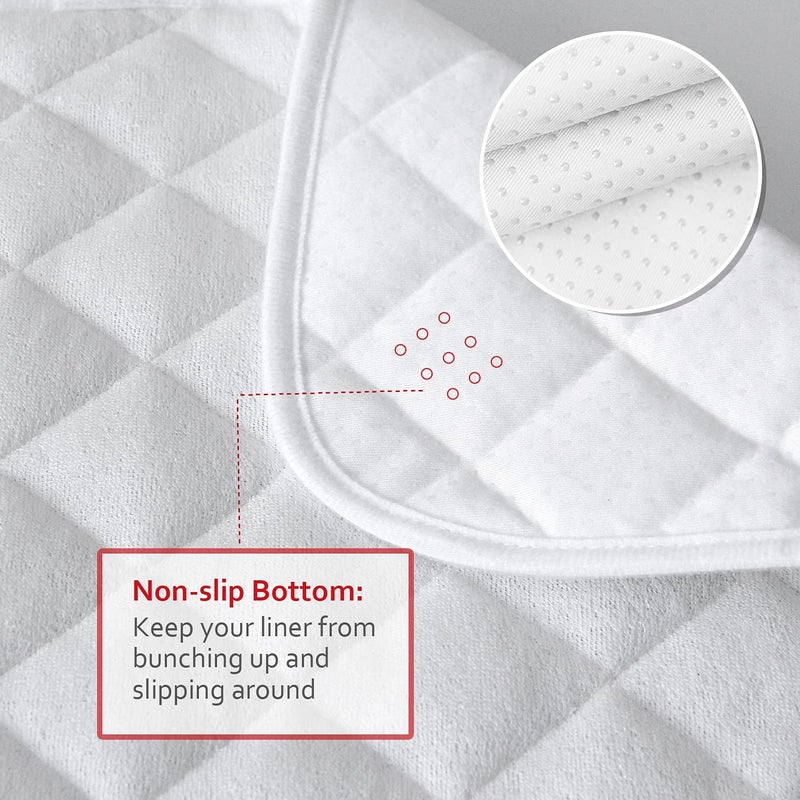Moonsea Diaper Changing Pad Liner Non-Slip  Waterproof Terry Mat  Quilted Absorbent Bassinet Liners Washable  3 Pack 13""X 26"" Reusable Portable Changing Table Pad Rectangle White - Image 3
