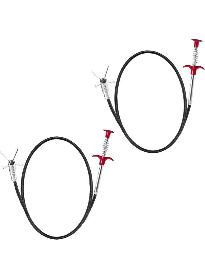 Poaker أداة تنظيف متعددة الوظائف مع خطاف مرن لفتح المجاري، أداة تنظيف أنابيب لفتح انسدادات المصارف، خطاف الربيع لإزالة الشعر والانسدادات للمطبخ والحمام 160 سم 2 قطع - Image 1