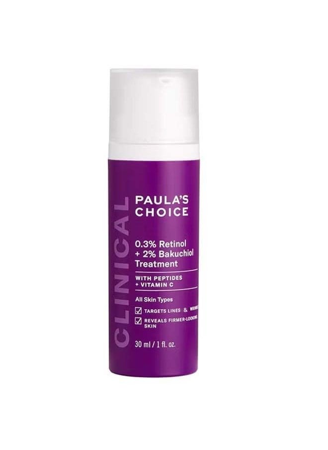 PAULA'S CHOICE Clinical 0.3% Retinol + 2% Bakuchiol Treatment, Anti-Aging Serum for Deep Wrinkles and Fine Lines for All Skin Types, 30ml  - Image 1
