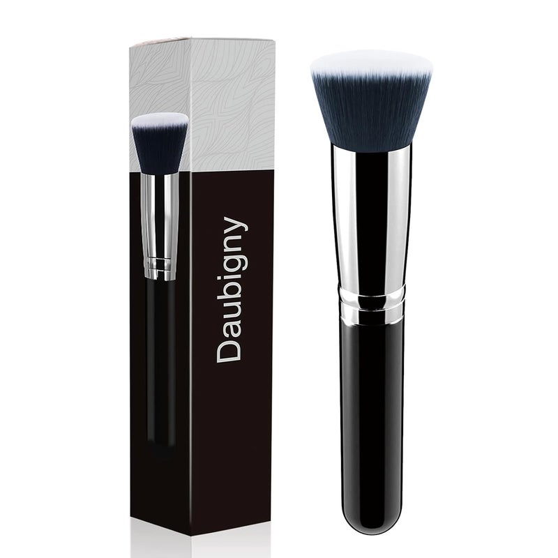 Daubigny Makeup Brush Flat Top Foundation Brush for Liquid Makeup Premium and Professional Make Up Foundation Brush Perfect for Mineral Foundation Highlight Flawless Powder Buffing Blending (Black) - Image 1