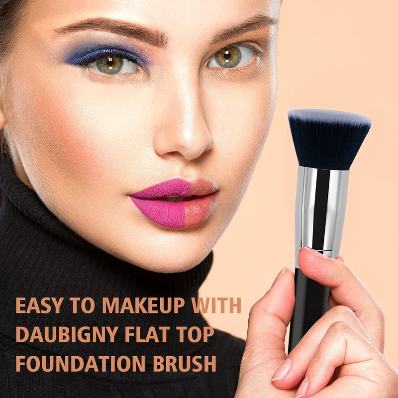 Daubigny Makeup Brush Flat Top Foundation Brush for Liquid Makeup Premium and Professional Make Up Foundation Brush Perfect for Mineral Foundation Highlight Flawless Powder Buffing Blending (Black) - Image 5