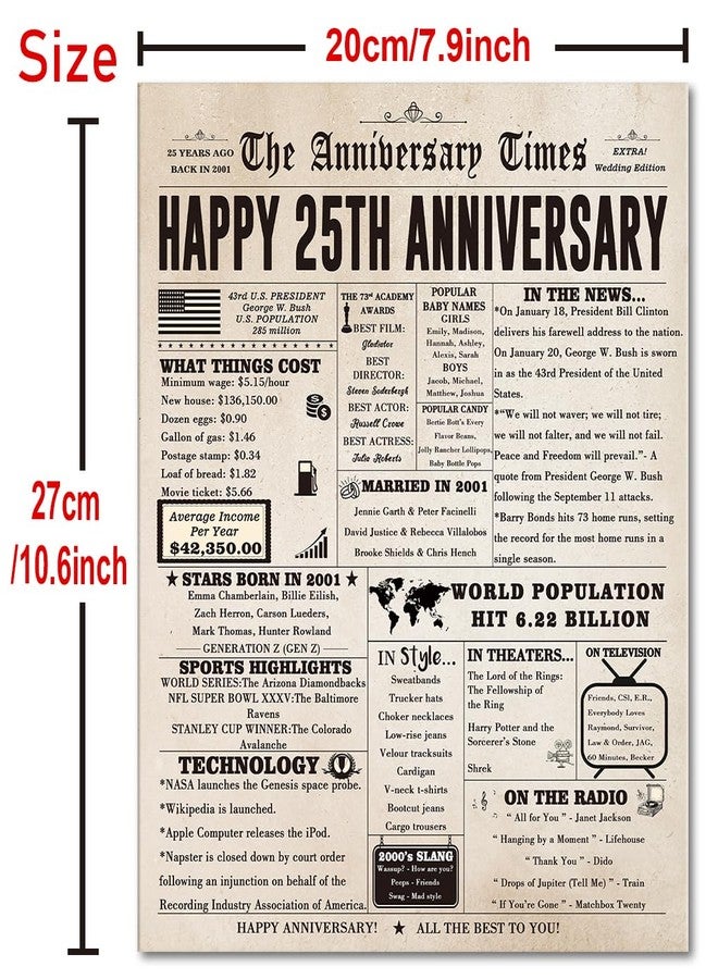 FANCYLUCKY Jumbo 25th Anniversary Card for Husband Wife Couples, Big 25 Year Anniversary Card Gifts for Dad Mom Parents, Romantic Silver Wedding Gifts for Husband Wife - Image 2