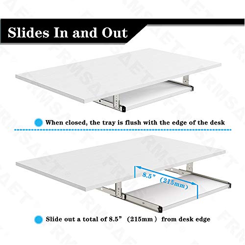 FRMSAET Furniture Accessories Office Product Suits Hardware 20/24/30 inches Keyboard Drawer Tray Wood Holder Under Desk Adjustable Height Platform. (20 inches, White) - Image 3
