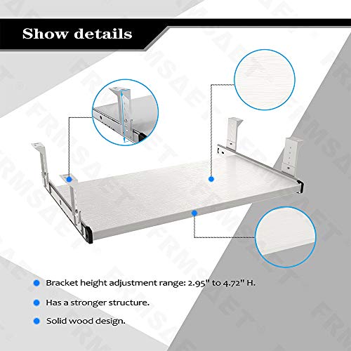 FRMSAET Furniture Accessories Office Product Suits Hardware 20/24/30 inches Keyboard Drawer Tray Wood Holder Under Desk Adjustable Height Platform. (20 inches, White) - Image 2