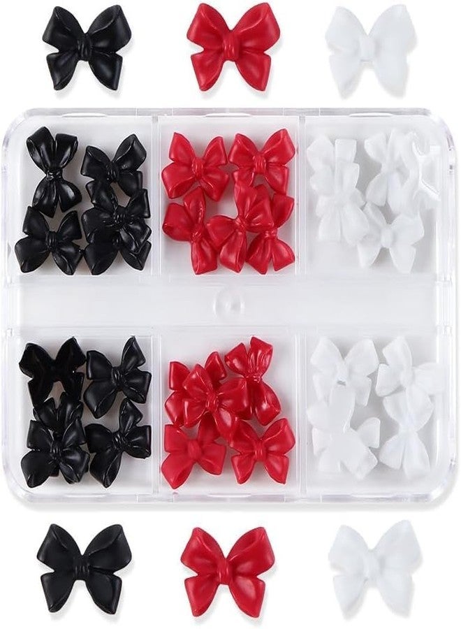 LOBE MIRACLE 3D Bow Nail Art Charms, Red, White and Black, Resin, with Tweezers, DIY Manicure Decoration Kit Professional Nail Accesories Home and Salon uses - Image 5