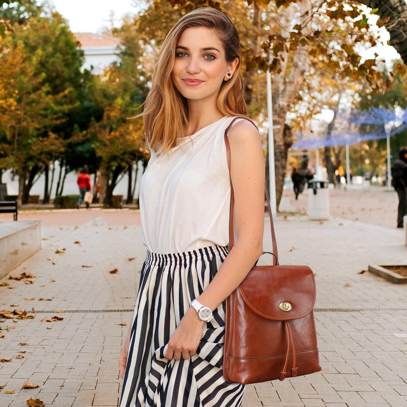 Banuce Full Grains Italian Leather Convertible Backpack Purse for Women Small Shoulder Bag for 9.7 inch iPad with Adjustable Strap Lightweight Brown - Image 3