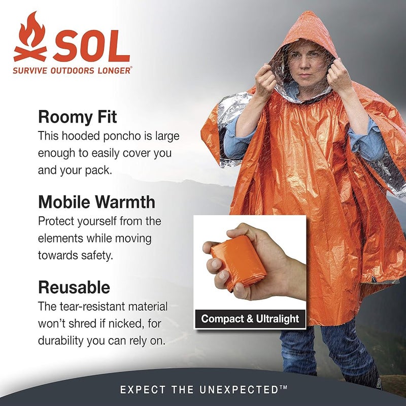 S.O.L. Survive Outdoors Longer Heat Reflective Poncho - 0140-6001 - Image 4