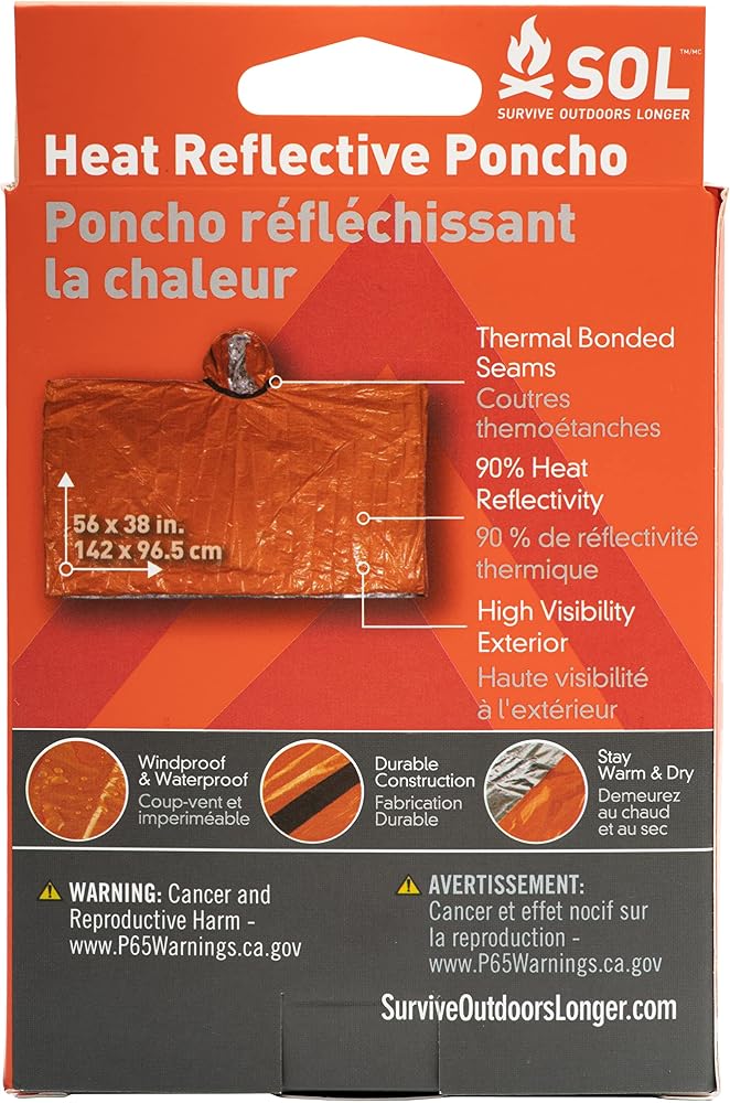 S.O.L. Survive Outdoors Longer Heat Reflective Poncho - 0140-6001 - Image 2