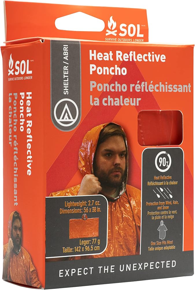 S.O.L. Survive Outdoors Longer Heat Reflective Poncho - 0140-6001 - Image 1
