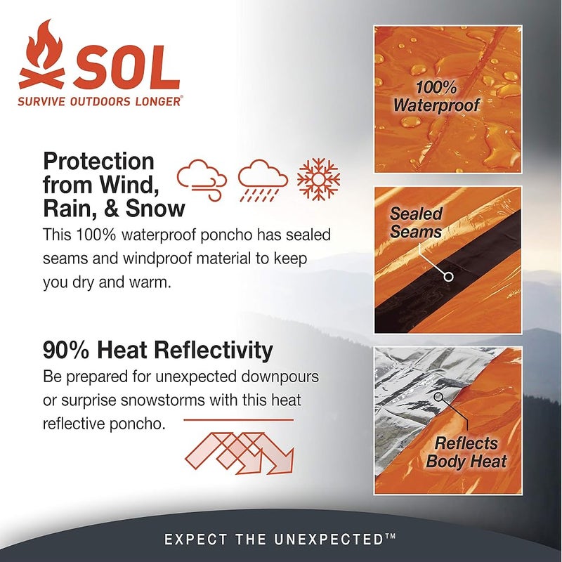 S.O.L. Survive Outdoors Longer Heat Reflective Poncho - 0140-6001 - Image 3