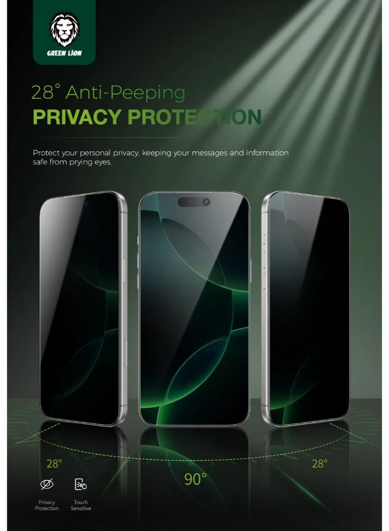 جرين ليون زجاج 3D Pv-Pet Pro المنحني بالكامل لهاتف iPhone 17 Air / رؤية جانبية مسدودة / مقاومة للشحوم / استجابة عالية - حافة سوداء / خصوصية - Image 1