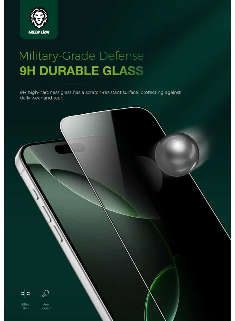 جرين ليون زجاج 3D Pv-Pet Pro المنحني بالكامل لهاتف iPhone 17 Air / رؤية جانبية مسدودة / مقاومة للشحوم / استجابة عالية - حافة سوداء / خصوصية - Image 3