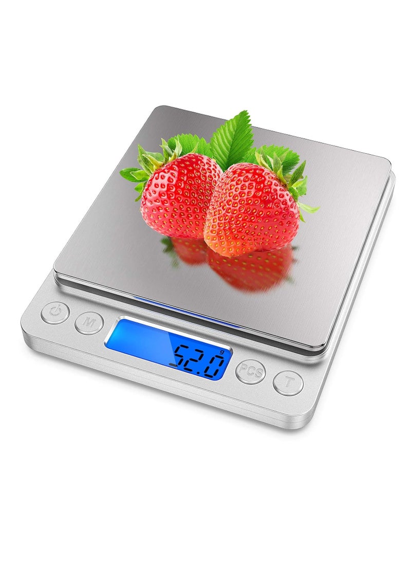 ميزان المطبخ الرقمي مقياس غرام رقمي 2 كجم إلى 0.1 جرام مقياس طعام صغير مقياس الجيب مقياس الطبخ عالي الدقة مقاوم للماء مقياس رقمي USB قابل لإعادة الشحن شاشة LCD وظيفة الفارغة - Image 1