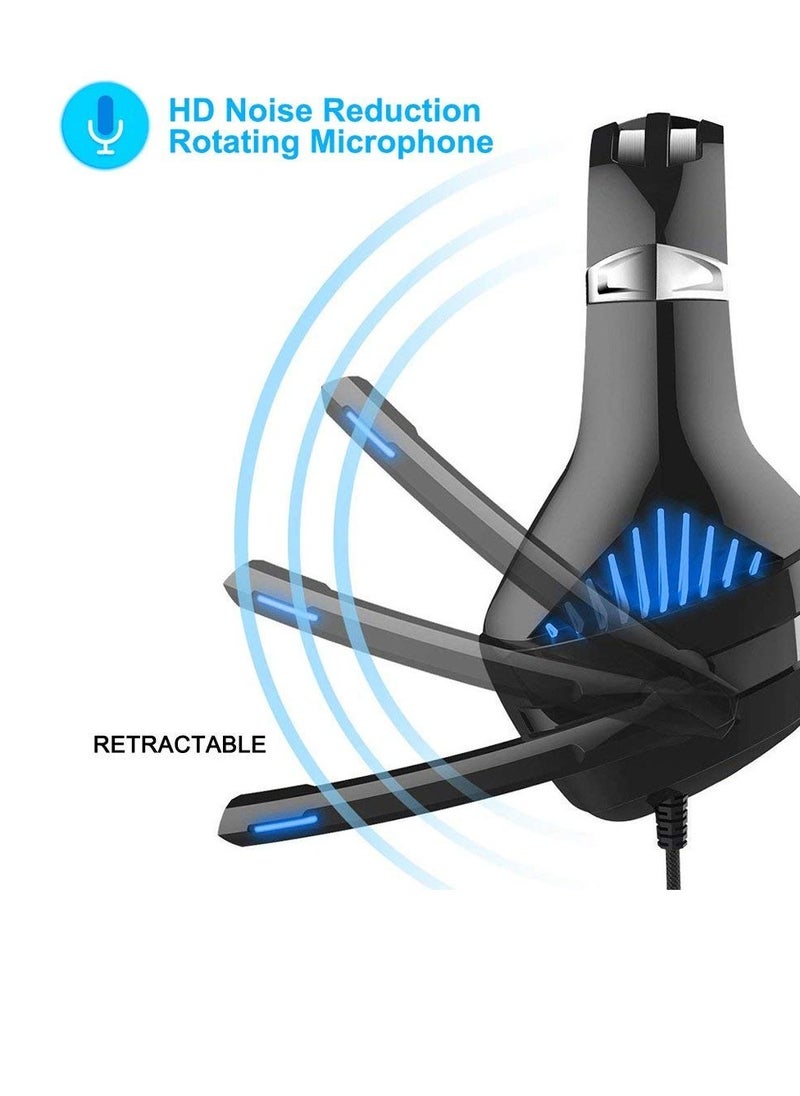Beexcellent - GM-5 Stereo Gaming Headset with Microphone for Mac Nintendo Switch PS4, PC, Xbox One Controller, Noise Cancelling Over Ear Professional Gaming Headphones with Mic, Volume Control ,LED Light, Bass Surr - Image 1