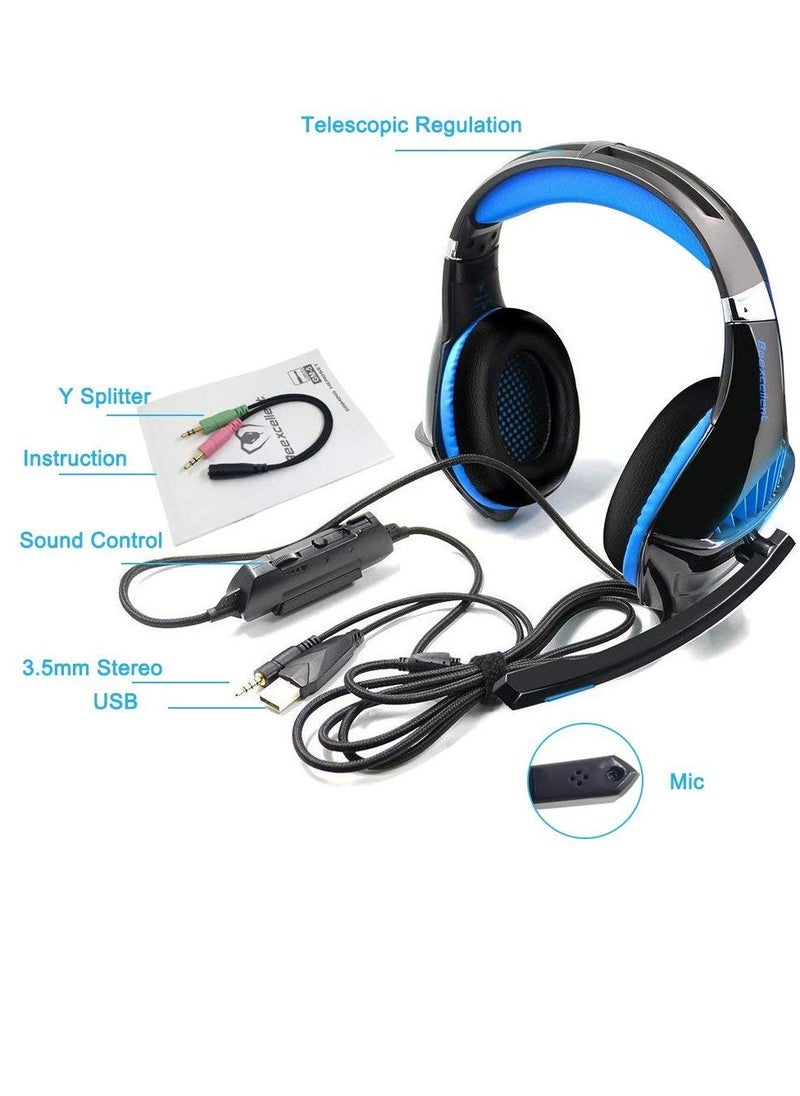 Beexcellent - GM-5 Stereo Gaming Headset with Microphone for Mac Nintendo Switch PS4, PC, Xbox One Controller, Noise Cancelling Over Ear Professional Gaming Headphones with Mic, Volume Control ,LED Light, Bass Surr - Image 1