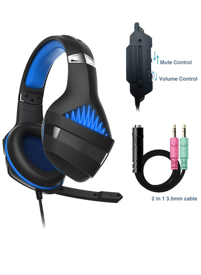 Beexcellent - GM-5 Stereo Gaming Headset with Microphone for Mac Nintendo Switch PS4, PC, Xbox One Controller, Noise Cancelling Over Ear Professional Gaming Headphones with Mic, Volume Control ,LED Light, Bass Surr - Image 1