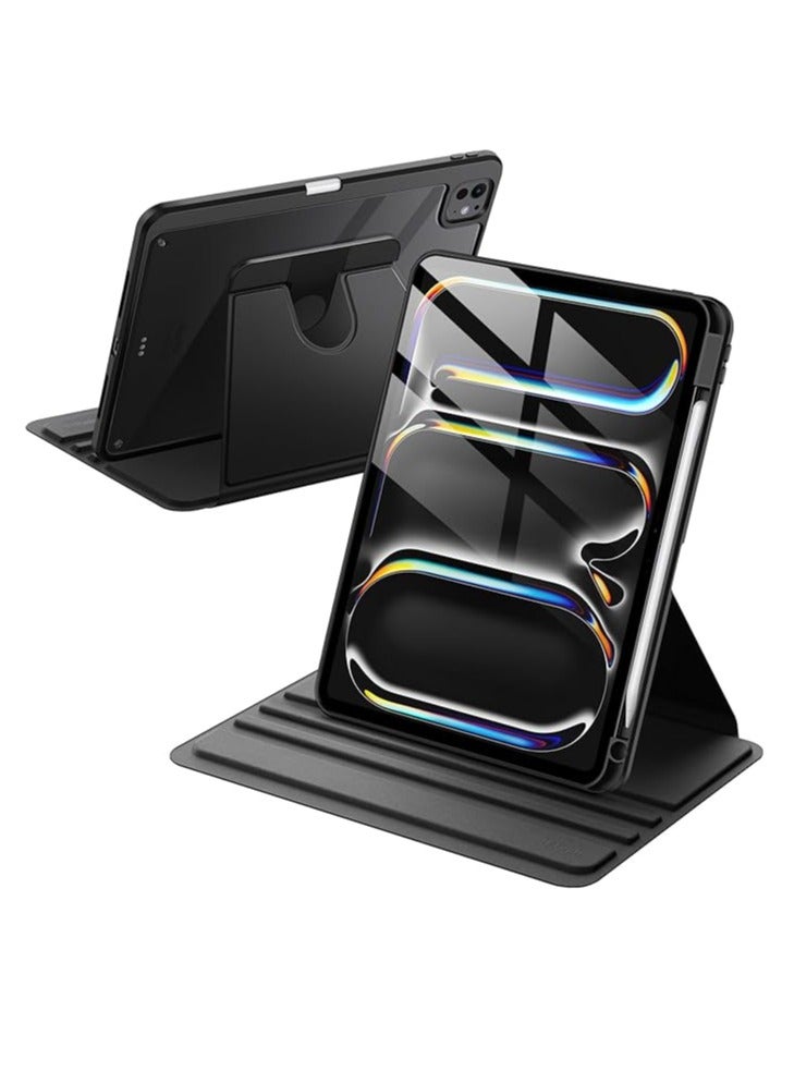 Rotating Case for iPad Pro 11-Inch M4 (2024) with Pencil Holder, 360 Degree Rotation Protective Stand Cover Clear Back, Auto Wake/Sleep  - Image 1