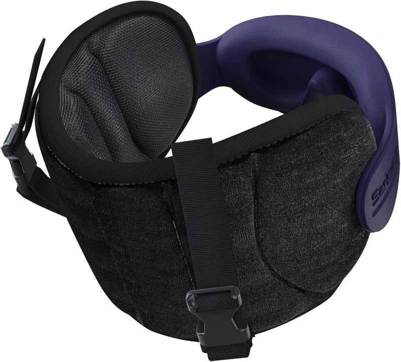 SARISUN Travel Pillows for Airplanes, Airplane Pillow with Purple Sleep Eye Mask, 360° Neck Support Headrest, Portable Airplane Travel Essentials, Adjustable Airplane Head Strap, Stop Bobblehead - Image 1