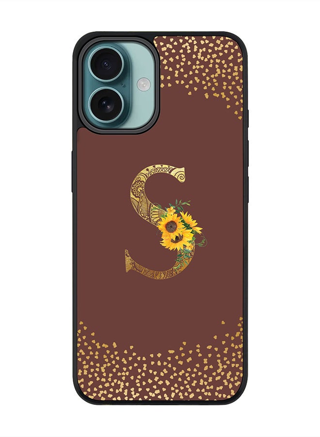 Stylizedd For iPhone 16 Plus Case [Compatible with MagSafe] Slim Magnetic cover Phone Case iPhone 16 Plus -Custom Floral Monogram - S (Brown ) - Image 1